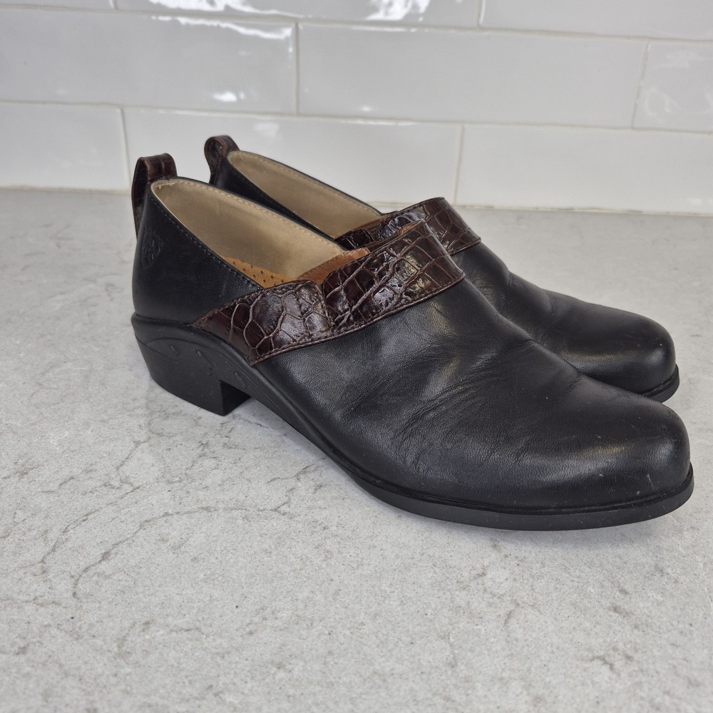 Ariat Paddock Womens Size 7 B Black Leather Slip On Loafer Bootie Shoes
